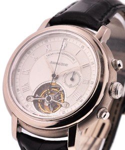 Jules Audemars Tourbillon Chronograph in White Gold on Black Leather Strap with White Dial