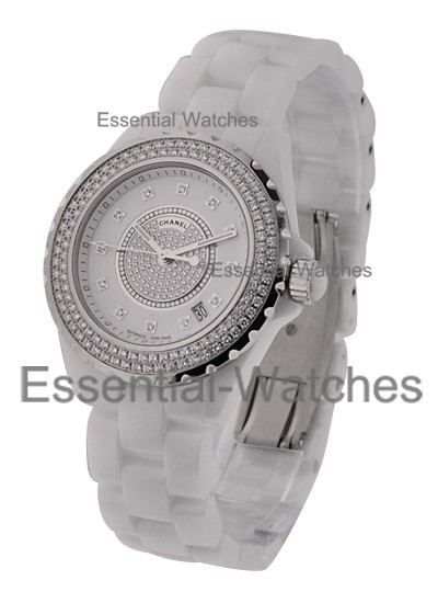 Chanel J12 38mm Automatic in Ceramic with with 2 Row Diamond Bezel