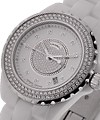 J12 38mm Automatic in Ceramic with with 2 Row Diamond Bezel on White Ceramic Bracelet with White Diamond Dial with Pave Center