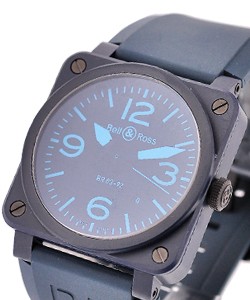 BR 03-92 in Blue Ceramic on Blue Rubber Strap with Blue Dial
