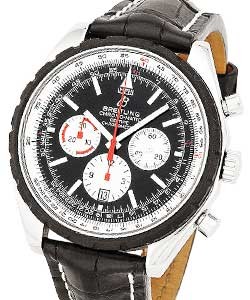 Navitimer Chrono-matic 49 Men's Automatic in Steel Steel on Black Leather Strap with Black Dial