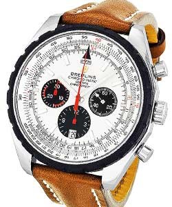 Navitimer Chronomatic 49 Men's Automatic in Steel Steel on Brown Leather Strap with Silver Dial