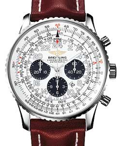 Navitimer Cosmonaute Chronograph in Steel Steel on Brown Leather Strap with Silver Dial 