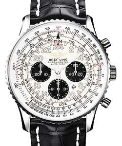 Navitimer Cosmonaute Flyback Men's Chronograph in Steel Steel on Black Crocodile Strap with Silver Dial