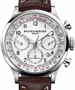 Capeland Chronograph 42mm in Steel on Brown Leather Strap with White Dial