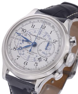 Capeland Flyback Chronograph in Stainless Steel on Black Crocodile Leather  with White Dial