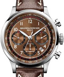 Capeland Chronograph 42mm Automatic in Steel Steel on Brown Leather Strap with Brown Dial
