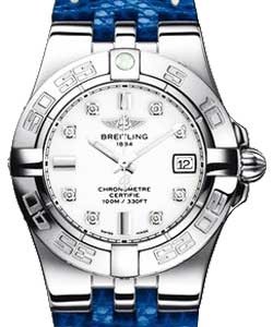 Galactic 30 Ladies' SuperQuartz in Steel Steel on Blue Lizard Strap with White Diamond Dial