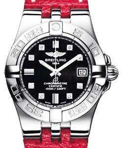 Galactic 30 Ladies' Quartz in Steel Steel on Red Strap with Black Diamond Dial