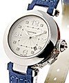 Pasha 32mm Automatic in White Gold on Blue Crocodile Leather Strap with Silver Dial