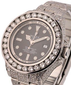Sea Dweller - Deep Sea full Pave - Aftermarket Diamonds on Oyster Diamond Bracelet with Black Dial