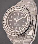 Sea Dweller - Deep Sea full Pave - Aftermarket Diamonds  on Oyster Diamond Bracelet with Black Dial