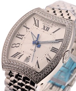 No. 3 in Steel with Diamond Bezel on Steel Bracelet with White Dial