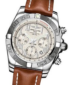 Chronomat Evolution Ladies Automatic in Steel on Brown Calfskin Leather Strap with Silver Roman Dial