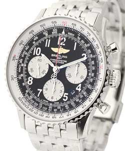 Navitimer Chronograph in Steel on Steel Bracelet with Black Dial with Silver Sub Dials
