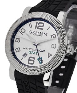 Graham Mercedes GP Time Zone Watch Steel on Rubber Strap with Silver Dial