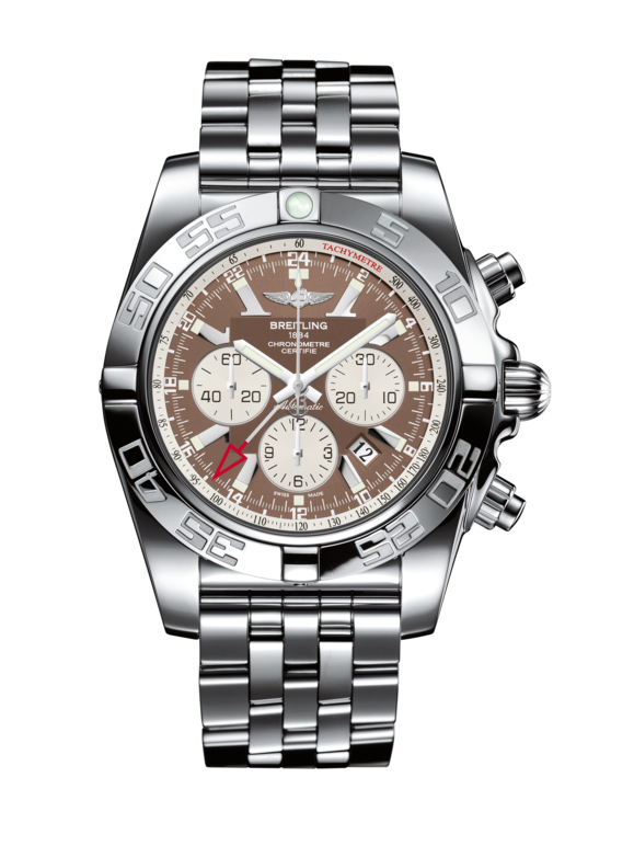 Chronomat GMT Chronograph in Steel on Steel Bracelet with Brown Dial