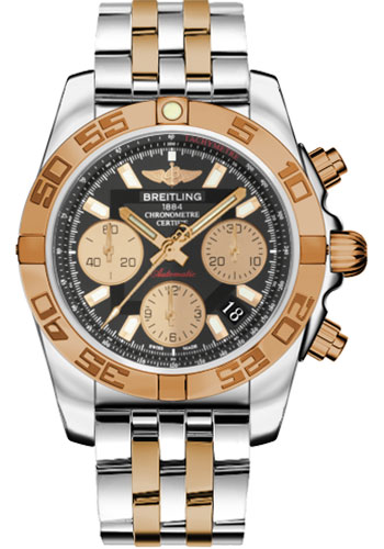 Chronomat 41 Men's Automatic in 2-Tone Steel and RG on Bracelet w/ Black Dial - Gold Subdials
