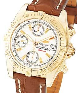 Breitling Cockpit Men's Limited Edition Watch Automatic 18K Rose Gold Steel Champagne on Brown Crocodile Leather Strap with Silver Dial
