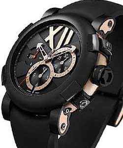 Titanic DNA Chronograph Five Black II 46mm Automatic in Rose Gold with Black Ceramic Bezel on Black Rubber Strap with Black Dial