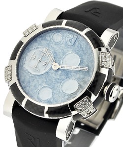 Moon Dust DNA 46mm in Steel with Diamonds Bezel on Black Rubber Strap with White/Blue Dial