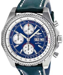 Bentley Collection Gt Men's Automatic in White Gold White Gold on Blue Leather Strap with Blue Dial
