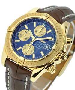 Chronomat Evolution  Yellow Gold on Brown Crocodile Strap with Blue Dial