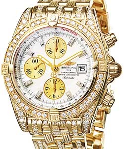 Chronomat Evolution with Diamond Bezel and Case Yellow Gold on Bcaelet  with MOP Dial