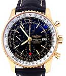 Navitimer World Chronograph 46mm Automatic in Yellow Gold on Black Crocodile Leather Strap with Black Dial