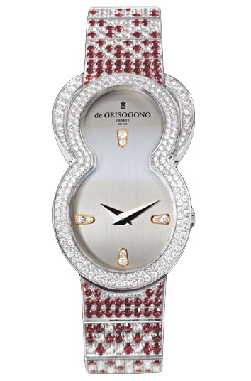 de Grisogono Be Eight 27mm Automatic in White Gold with Paved Diamonds Bezel