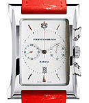 Esplendidos Chronografo Men's Automatic in Steel  on Red Leather Strap with White Dial