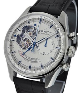 Chronomaster Open with Power Reserve in Stainless Steel on Black Crocodile Leather Strap with Silver Dial
