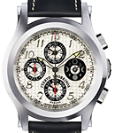 Robusto Chronograph Men's Automatic in Steel on Black Crocodile Strap with Silver Dial - Black Subdial
