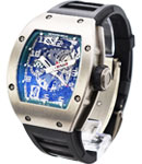 RM 010 Le Mans In White Gold on Black Rubber Strap with Skeleton Dial