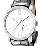 Bvlgari Power Reserve in Steel on Black Alligator Leather Strap with White Dial