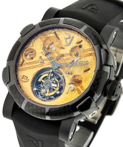 Moon Dust DNA Roswell Tourbillon in PVD Steel - Limited Edition  on Black Rubber Strap with Gold Colored Dial