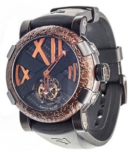 Titanic DNA Rusted Steel T-oxy III Tourbillon in PVD Rusted Steel on Black Rubber Strap with Black Carbon Fiber Dial