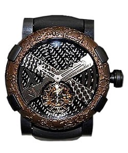 Titanic DNA Rusted Steel in Carbon Fiber PVD Steel on Black Rubber Strap with Black Carbon Fiber Dial