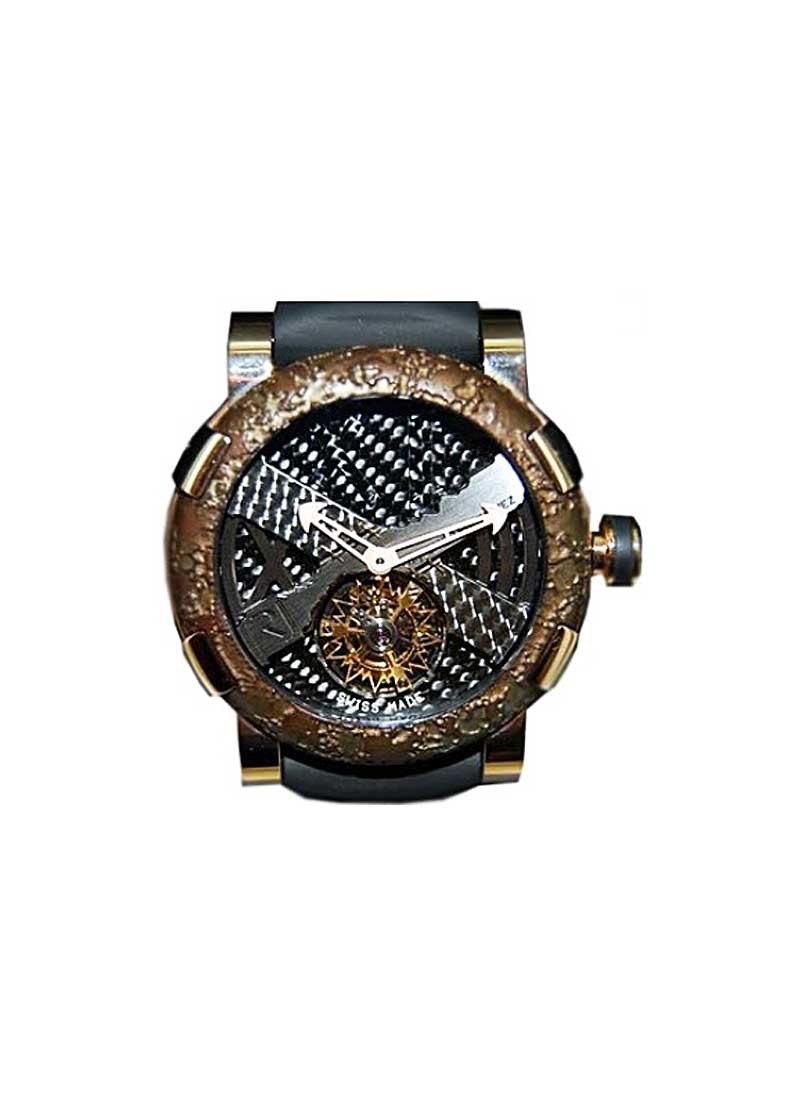 Romain Jerome Titanic-DNA rusted steel T-OXY IV Tourbillon Rodriguez in Carbon Fiber with Rose Gold 