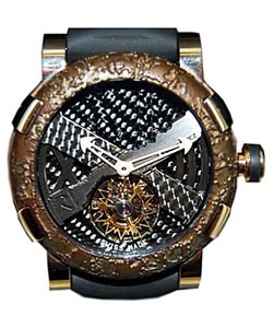 Titanic-DNA rusted steel T-OXY IV Tourbillon Rodriguez in Carbon Fiber with Rose Gold  on Black Rubber Strap with Black Dial