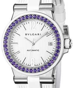 Diagono 35 mm with Amethyst Bezel Steel on Rubber with White Dial