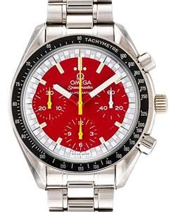 Speedmaster Chronograph 36mm Automatic in Steel with Black Tachymetre Bezel on Steel Bracelet with Red Arabic Dial