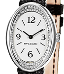Lady's Ovale White Gold with Diamond Bezel on Black Crocodile Leather Strap with White Dial