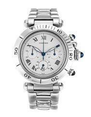 Pasha Chrono in Steel on Steel Bracelet with White Dial