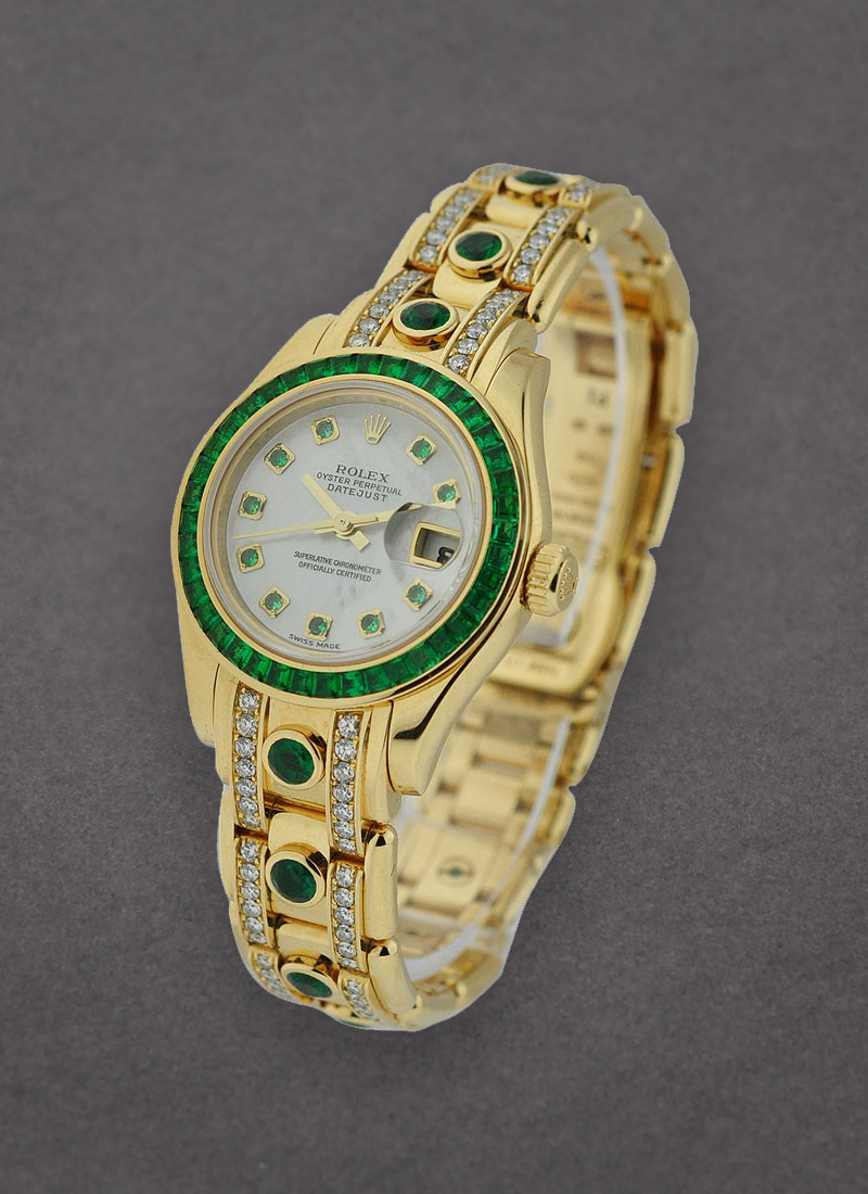 Pre-Owned Rolex Special Edition Emerald and Diamond Masterpiece in Yellow Gold 