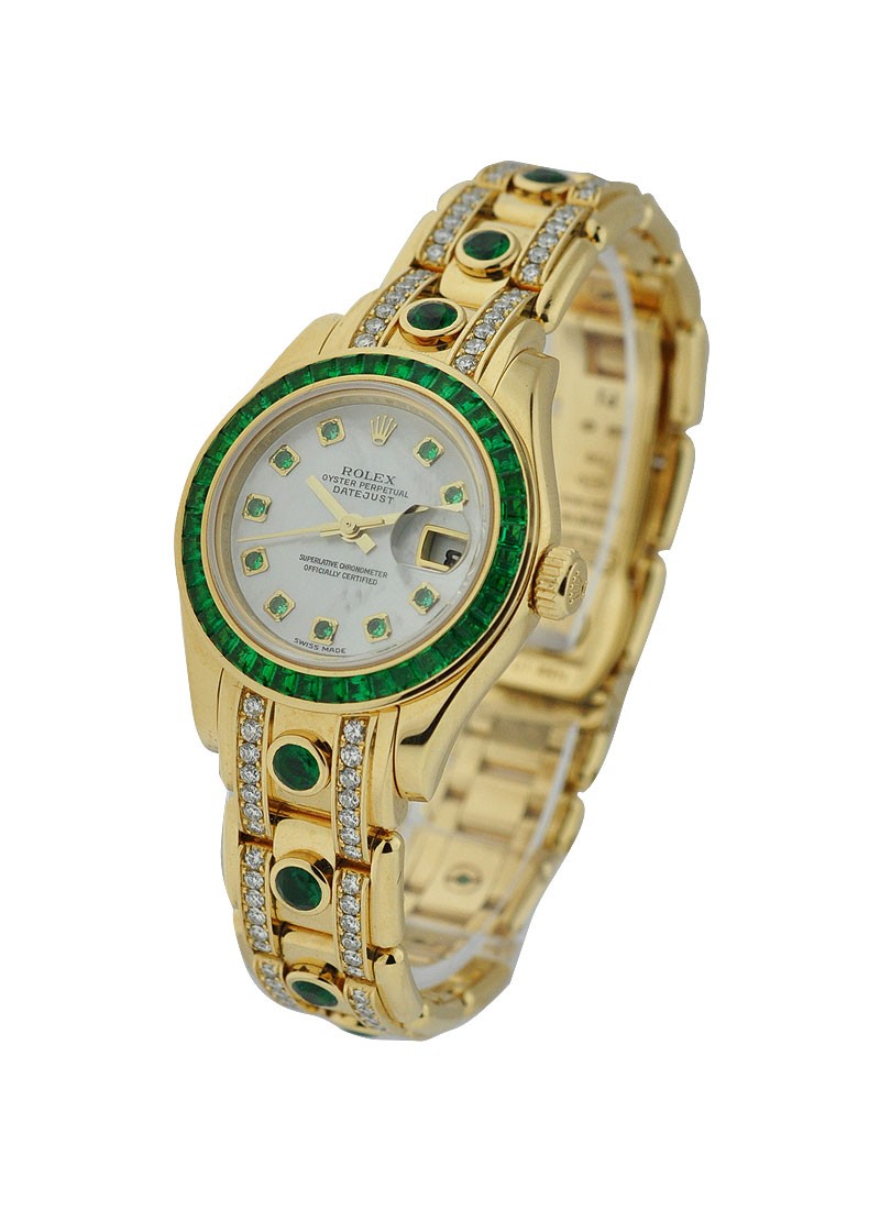 Pre-Owned Rolex Special Edition Emerald and Diamond Masterpiece in Yellow Gold 