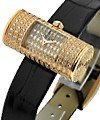 Golden Tube in Rose Gold with Pave Diamond Case on Black Alligator Leather Strap with Pave Diamond Dial