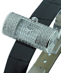 Golden Tube with Pave Diamonds White Gold-Diamonds on Strap with Pave Diamond Dial