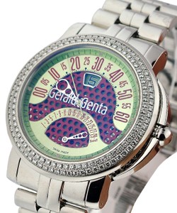 Arena Retro Bi-Retro with Diamond Bezel Steel on Bracelet with Red and Green Dial