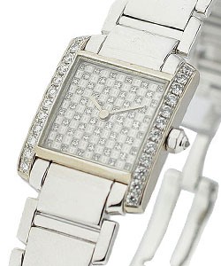 Tank Francaise Small Size with Pave Diamond Dial White Gold on Bracelet